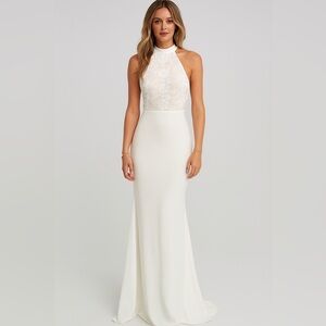 Jarlo Lace Caden Maxi Dress White Beige Small S